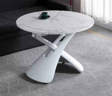 Mesa de jantar extensível redonda de cerâmica